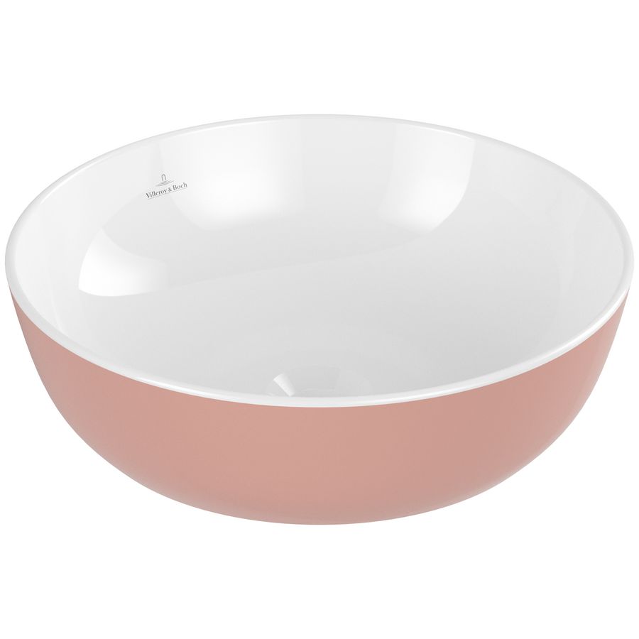 Opzetwaskom rond ARTIS Ø430mm kleur buitenzijde Powder (roze) binnenzijde wit zonder overloop