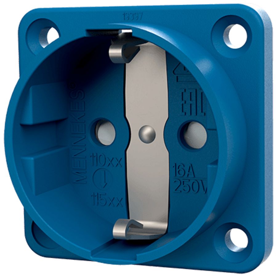 Inbouwwandcontactdoos 16A 2P+A 230V IP20 SCHUKO KI blauw