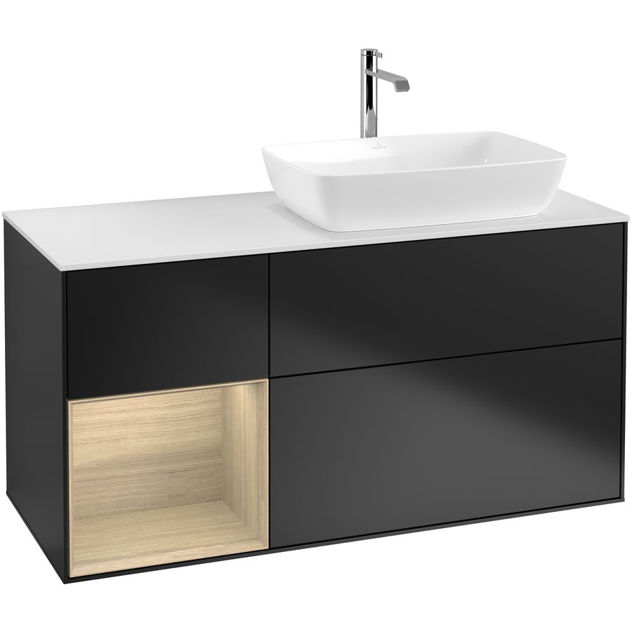 Wastafelonderkast Finion 1200x603x501mm Black Matt Lacquer F801PCPD