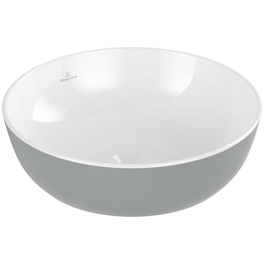 Opzetwaskom rond ARTIS Ø430mm kleur buitenzijde French Linen (grijs) binnenzijde wit zonder overloop