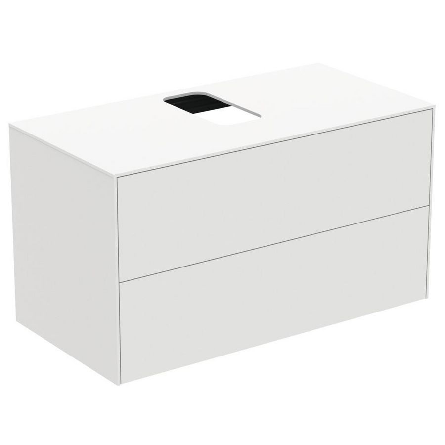 Wastafelmeubel CONCA 100x50x55cm 2x la met afdekblad met uitsnijding midden matt white