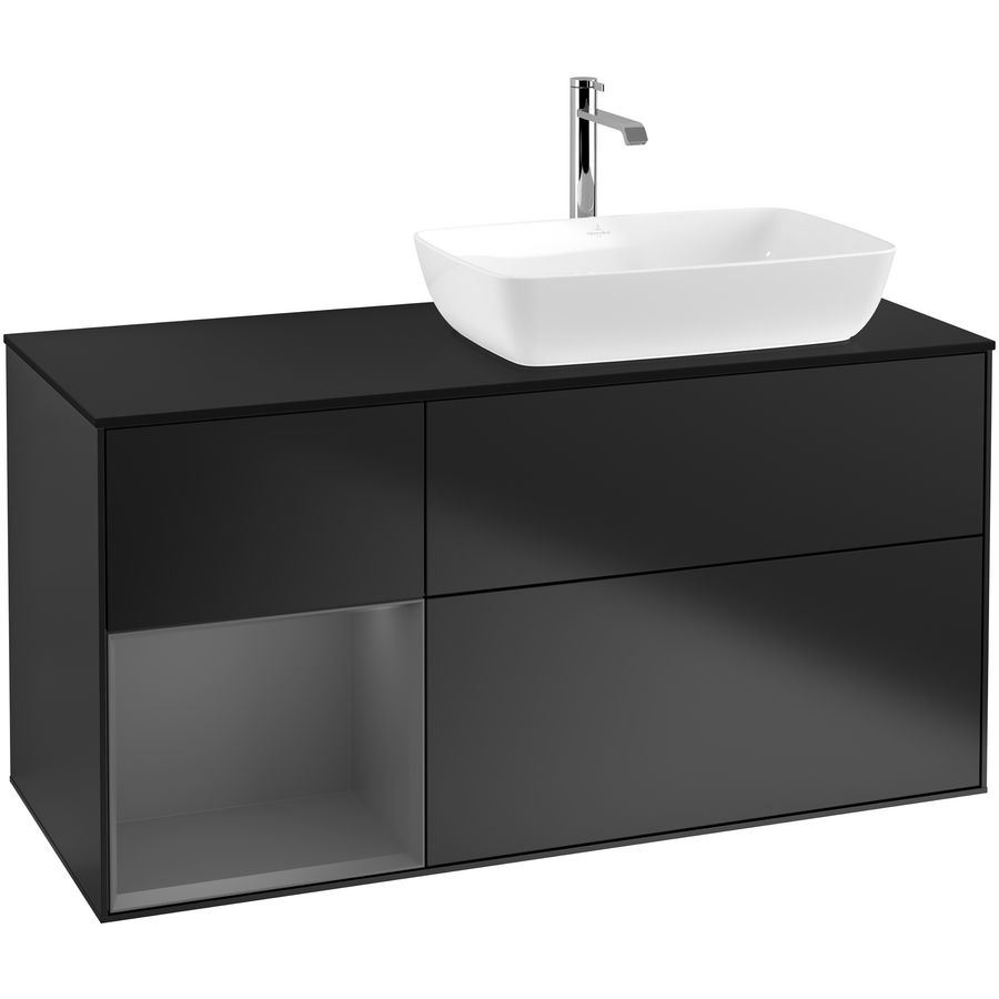 Wastafelonderkast Finion 1200x603x501mm Black Matt Lacquer F802GKPD