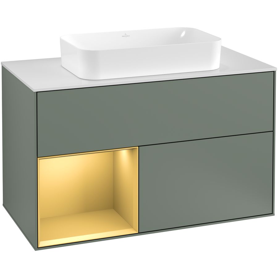 Wastafelonderkast Finion 1000x603x501mm Olive Matt Lacquer F241HFGM