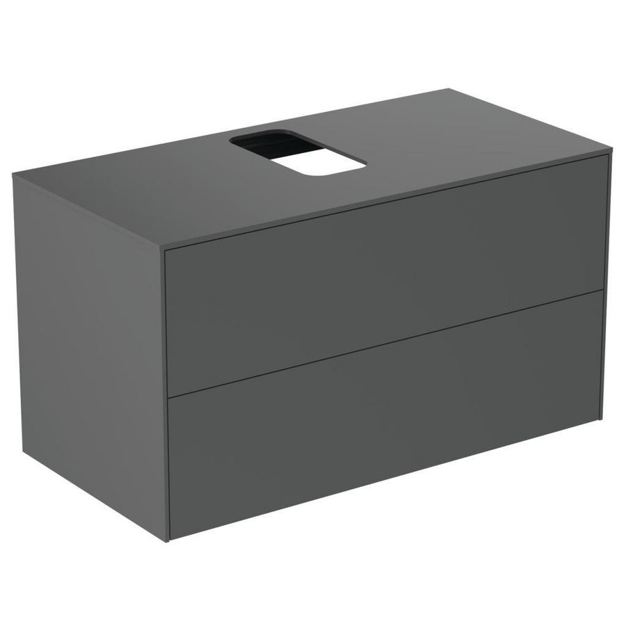 Wastafelmeubel CONCA 100x50x55cm 2x la met afdekblad met uitsnijding midden matt anthracite
