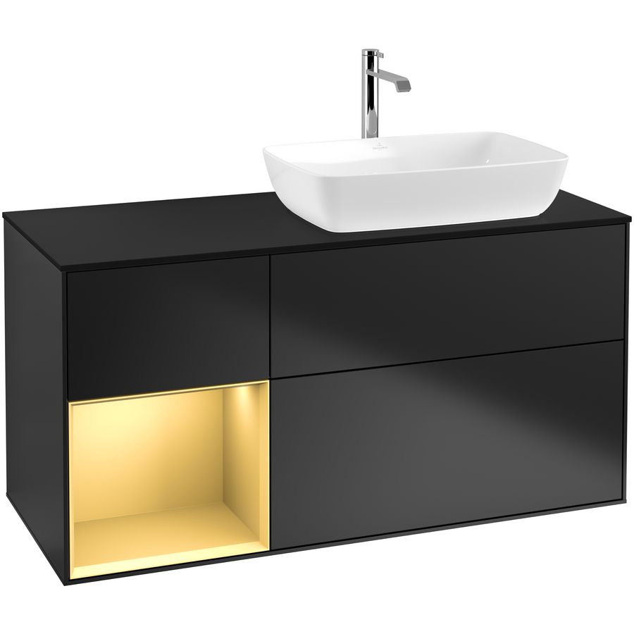 Wastafelonderkast Finion 1200x603x501mm Black Matt Lacquer F802HFPD