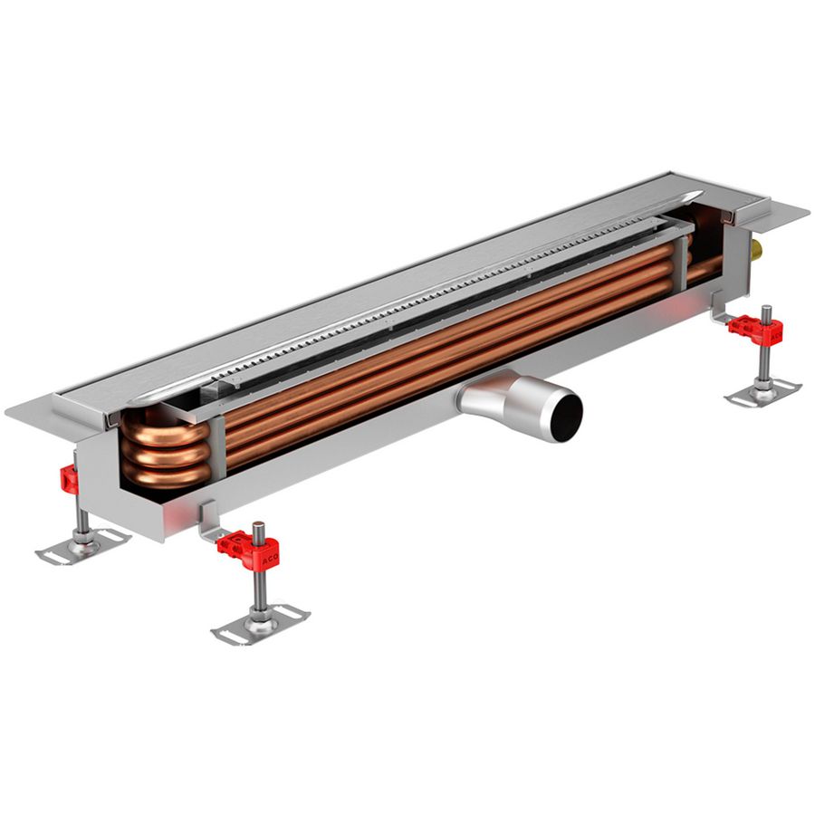 Douchegoot-WTW Showerdrain X  L=800mm met flens zijaansl. wateraansl. links incl. rooster/vast puthuis/stankslot