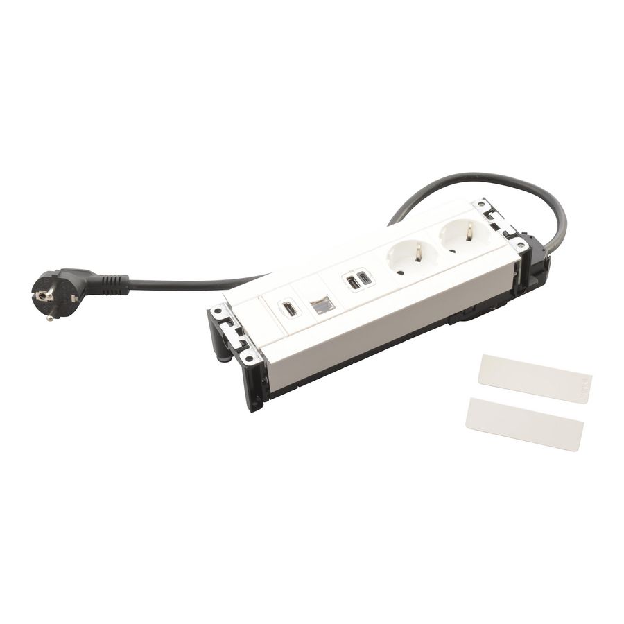 Bureau aansluitunit wit 8 mod. 2 contactdoos + USB + RJ45 Multilink
