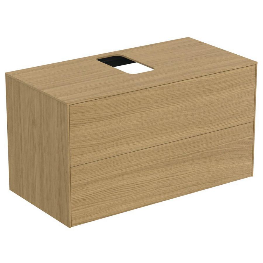 Wastafelmeubel CONCA 100x50x55cm 2x la met afdekblad met uitsnijding midden light oak