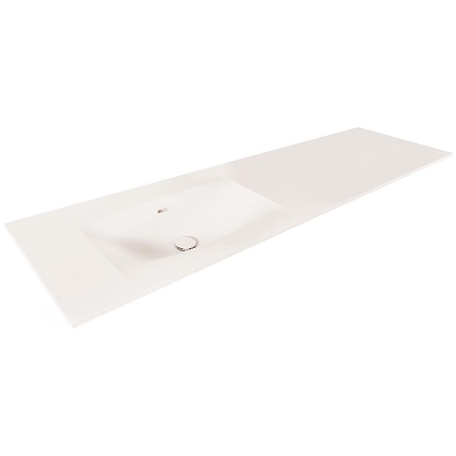 Wastafel 27 kunstmarmer wit 140.5x46cm 1 waskom links zonder kraangat (los besteld)