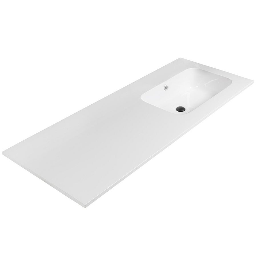 Wastafel 23 kunstmarmer wit 160.5x46cm 1 waskom rechts zonder kraangat (los besteld)