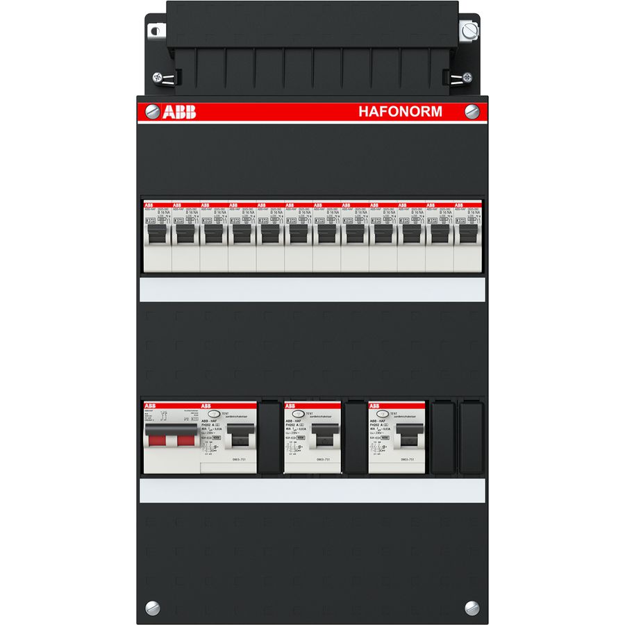 Installatiekast 12x achter 3x 30mA + HS 1-f Installatiekast