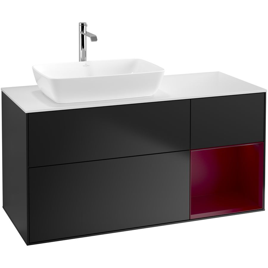 Wastafelonderkast Finion 1200x603x501mm Black Matt Lacquer F811HBPD