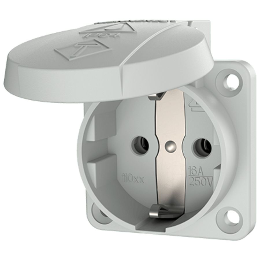 Inbouwwandcontactdoos 16A 2P+A 230V IP54 SCHUKO grijs