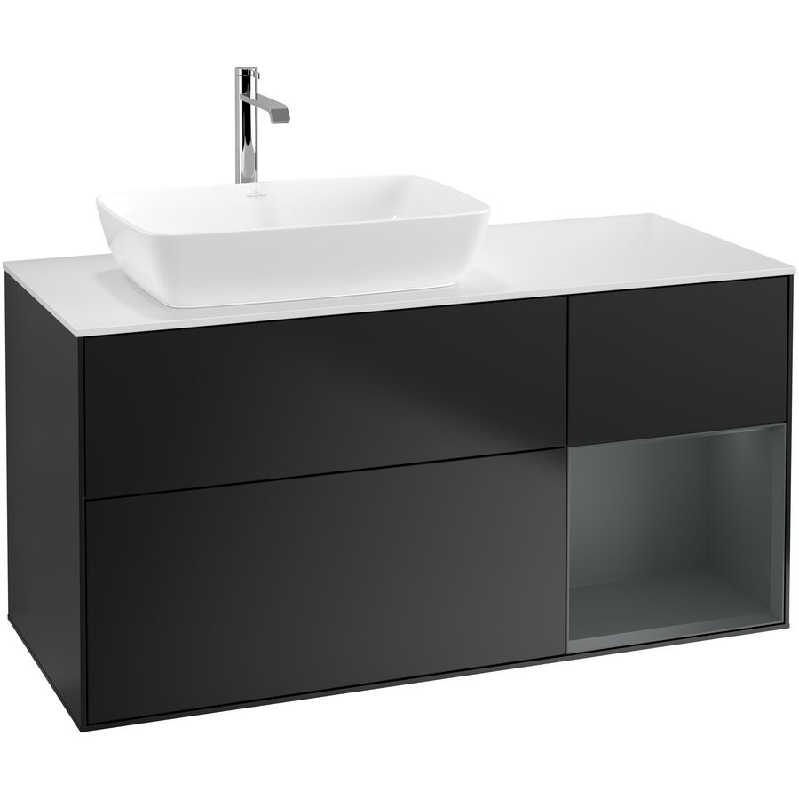 Wastafelonderkast Finion 1200x603x501mm Black Matt Lacquer F811HGPD