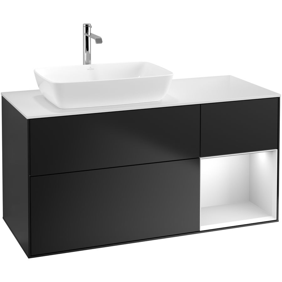 Wastafelonderkast Finion 1200x603x501mm Black Matt Lacquer F811MTPD