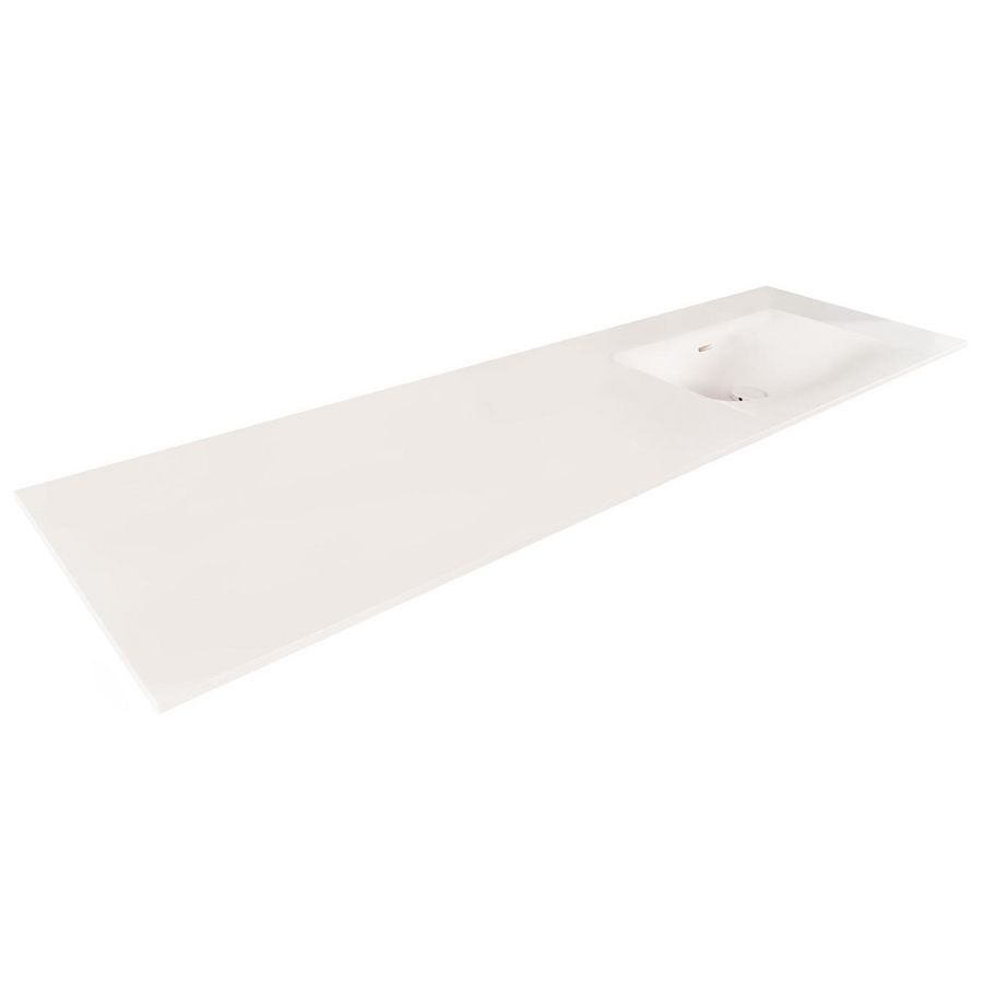 Wastafel 27 kunstmarmer wit 120.5x46cm 1 waskom rechts zonder kraangat (los besteld)