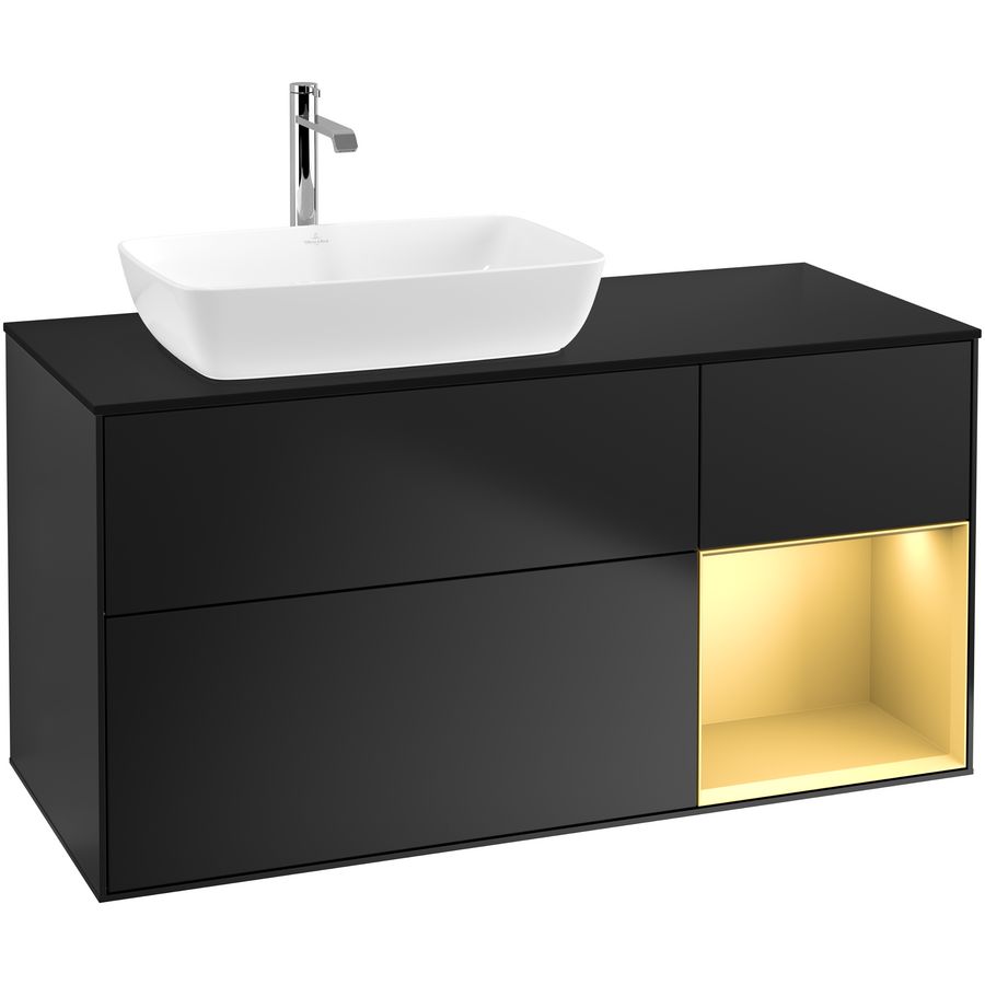 Wastafelonderkast Finion 1200x603x501mm Black Matt Lacquer F812HFPD