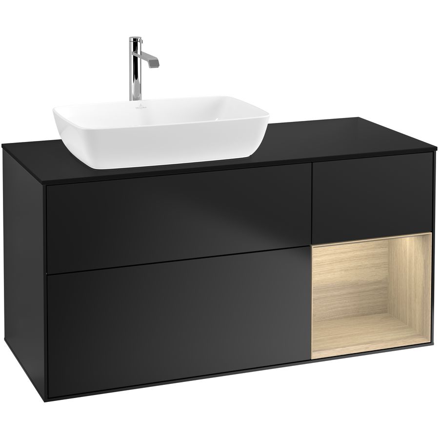 Wastafelonderkast Finion 1200x603x501mm Black Matt Lacquer F812PCPD