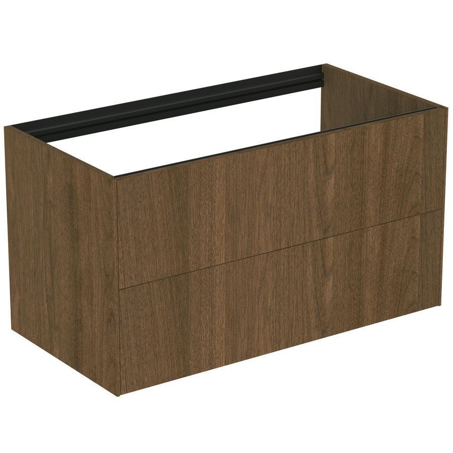 Conca wastafelmeubel 100x50x55cm 2 laden zonder afdekblad dark walnut