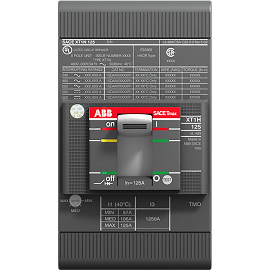 Vermogensschakelaar Tmax XT1N 125/R 35 3P UL/CSA vooraansl.