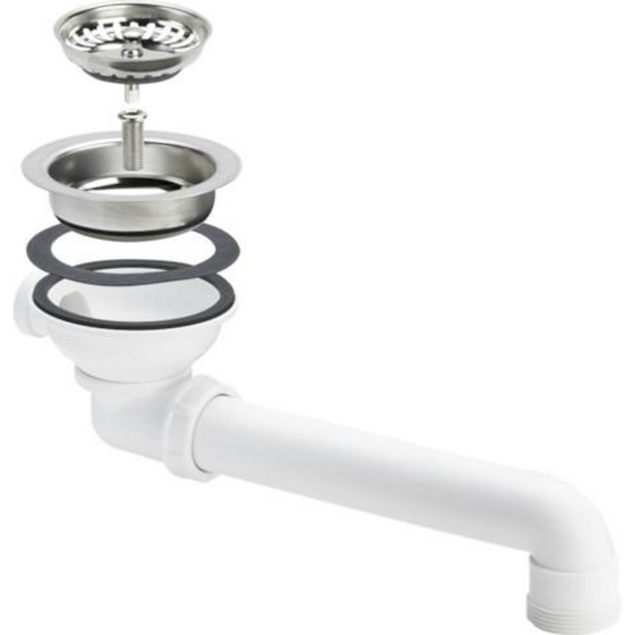 Spoelbakafvoerplug 1.1/2" tbv Ø90mm afvoeropening incl. zeefkorf+afvoerbocht