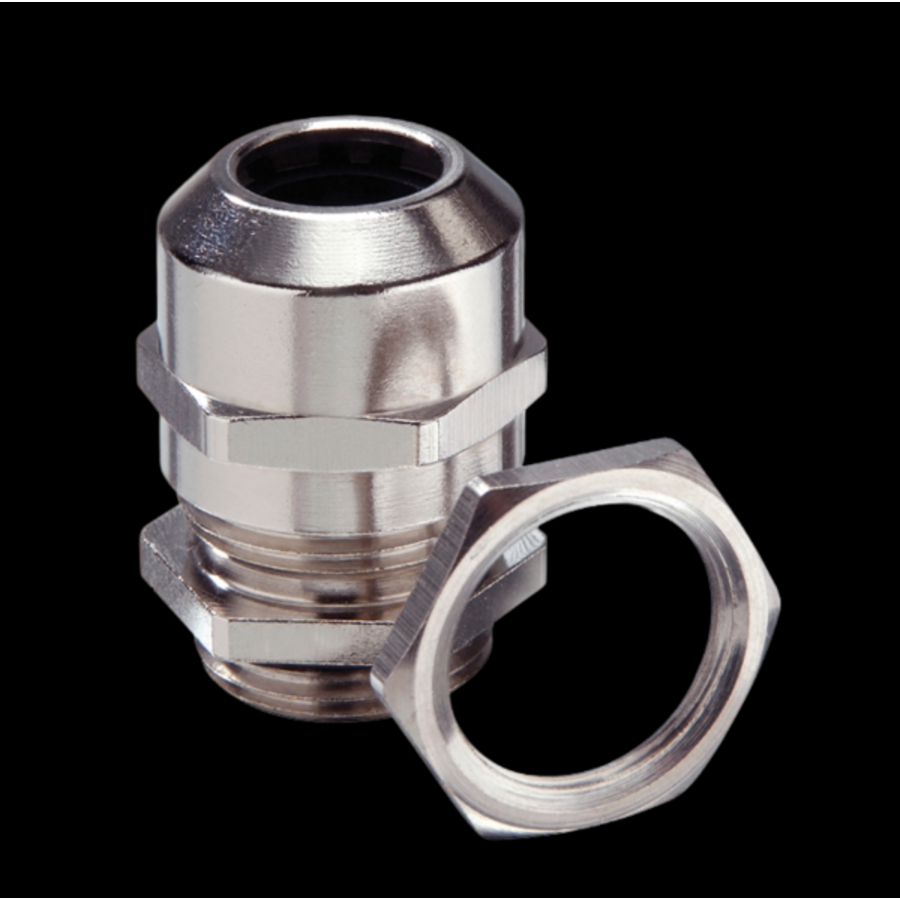 Kabelwartel messing vernikkeld met contramoer M12 doorlaat 3-7mm (EMSKV-SET12) VVE=50