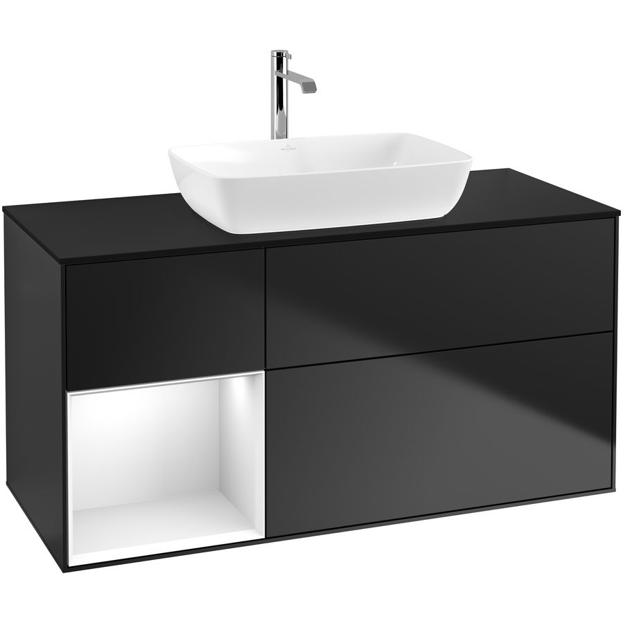Wastafelonderkast Finion 1200x603x501mm Black Matt Lacquer F822GFPD