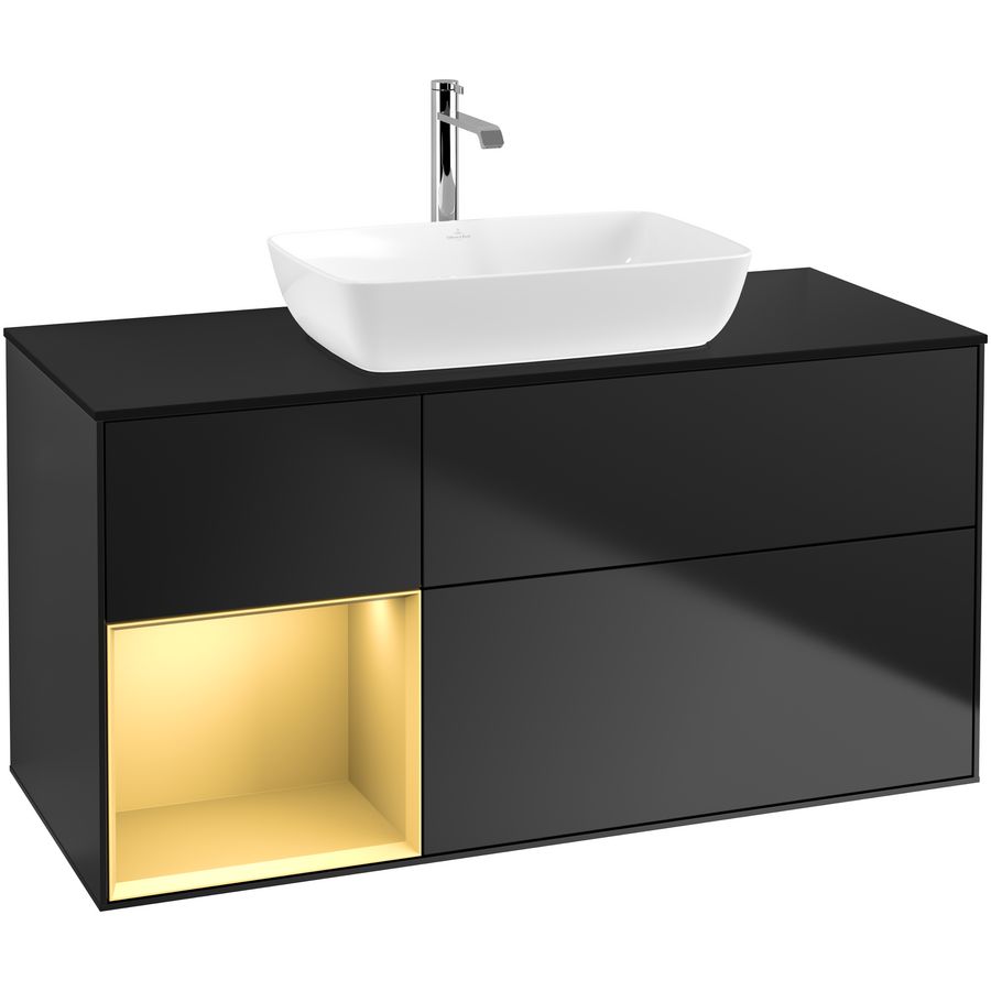 Wastafelonderkast Finion 1200x603x501mm Black Matt Lacquer F822HFPD