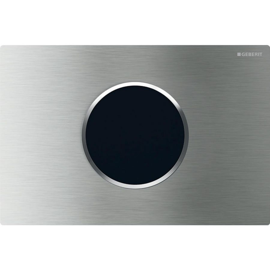 Sigma10 wc-besturing infrarood RVS plaat+toets geborsteld ring: gepolijst voor reservoir 12cm vastschroefbaar excl. trafo 12V