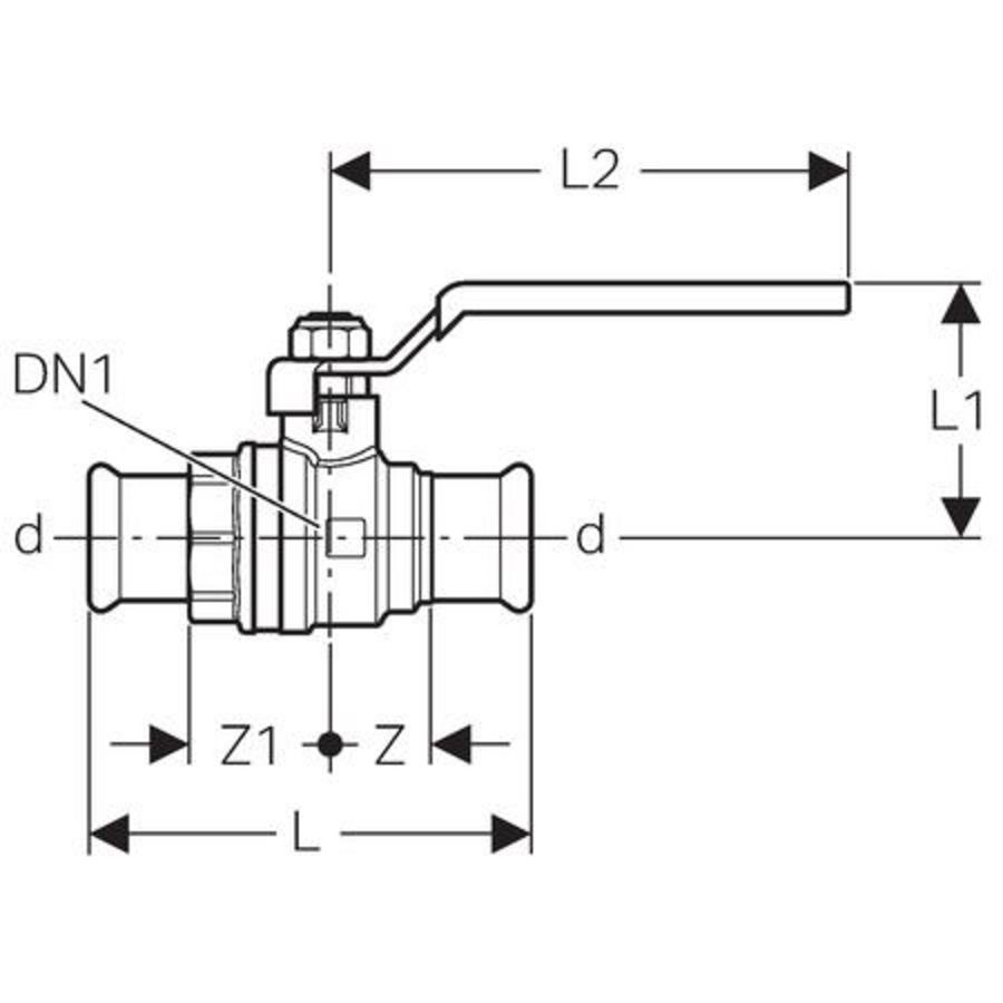 Kogelkraan met hendel MAPRESS C-STAAL 28mm 2x pers