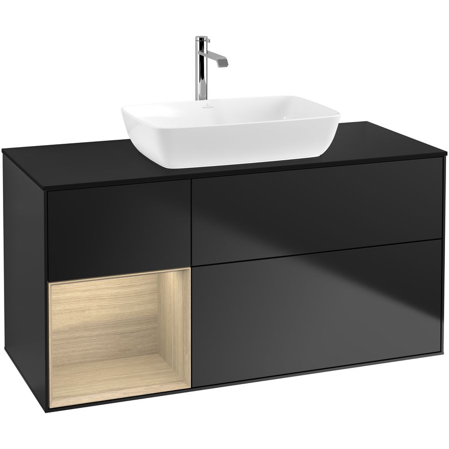 Wastafelonderkast Finion 1200x603x501mm Black Matt Lacquer F822PCPD