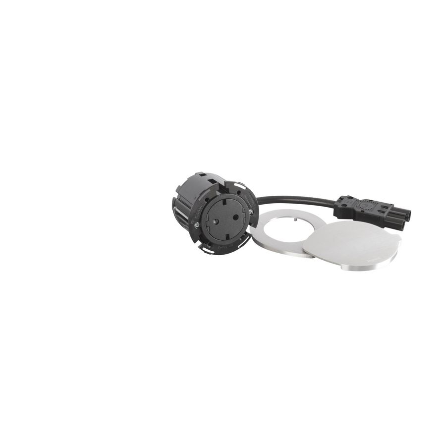 Wandcontactdoos Deksel ALU+stekker+snoer L0,5m. Disq60