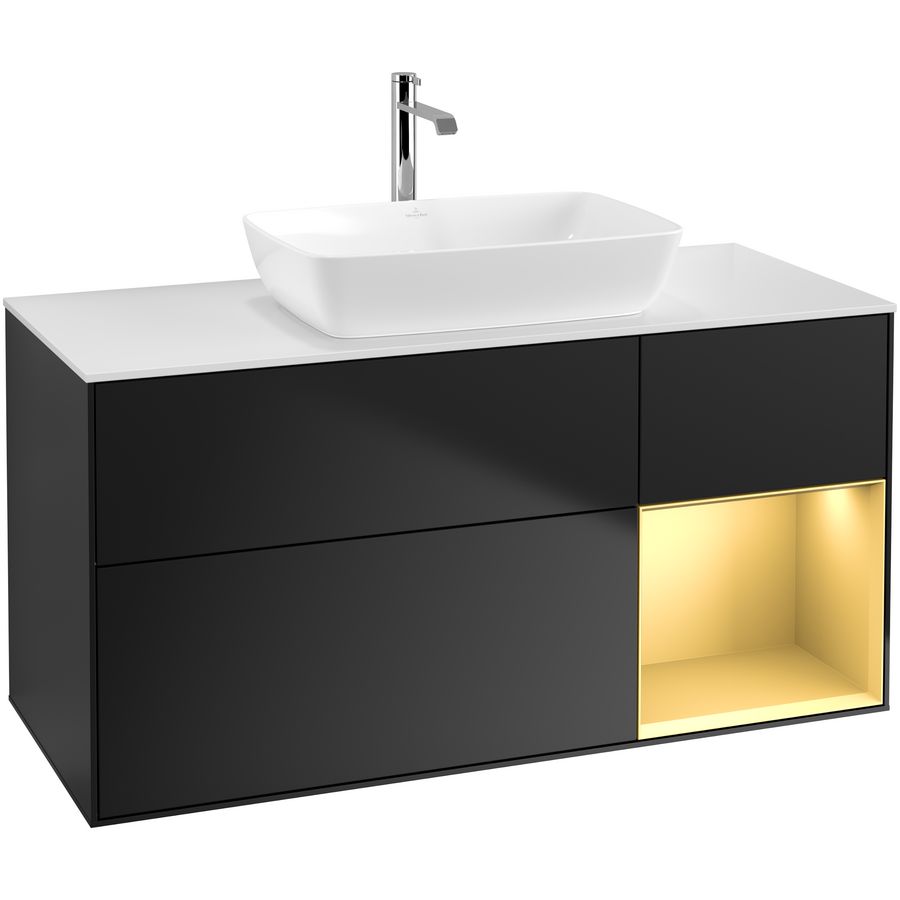 Wastafelonderkast Finion 1200x603x501mm Black Matt Lacquer F831HFPD