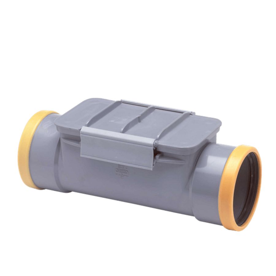 Wafix PVC ontstoppingsstuk + keerklep 125mm SN8 grijs
