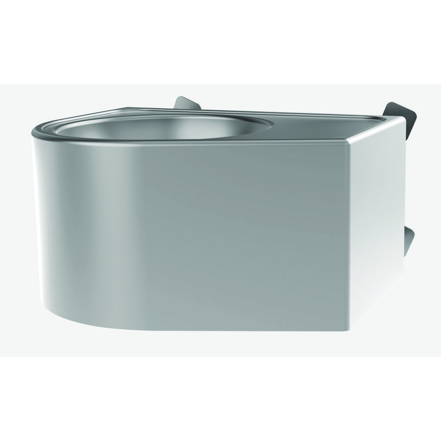 Wastafel DUO S L muurmodel zonder krngat RVS 304 mat