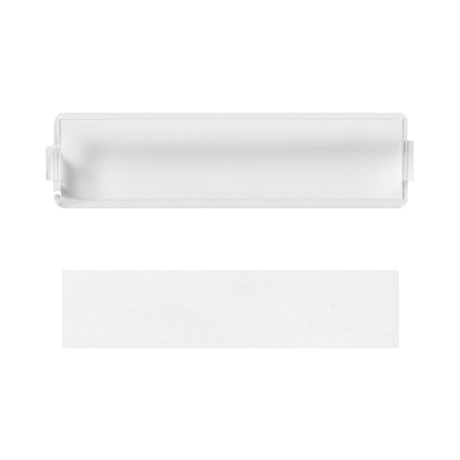 Afdekking plexiglas met tekststrook 9x40