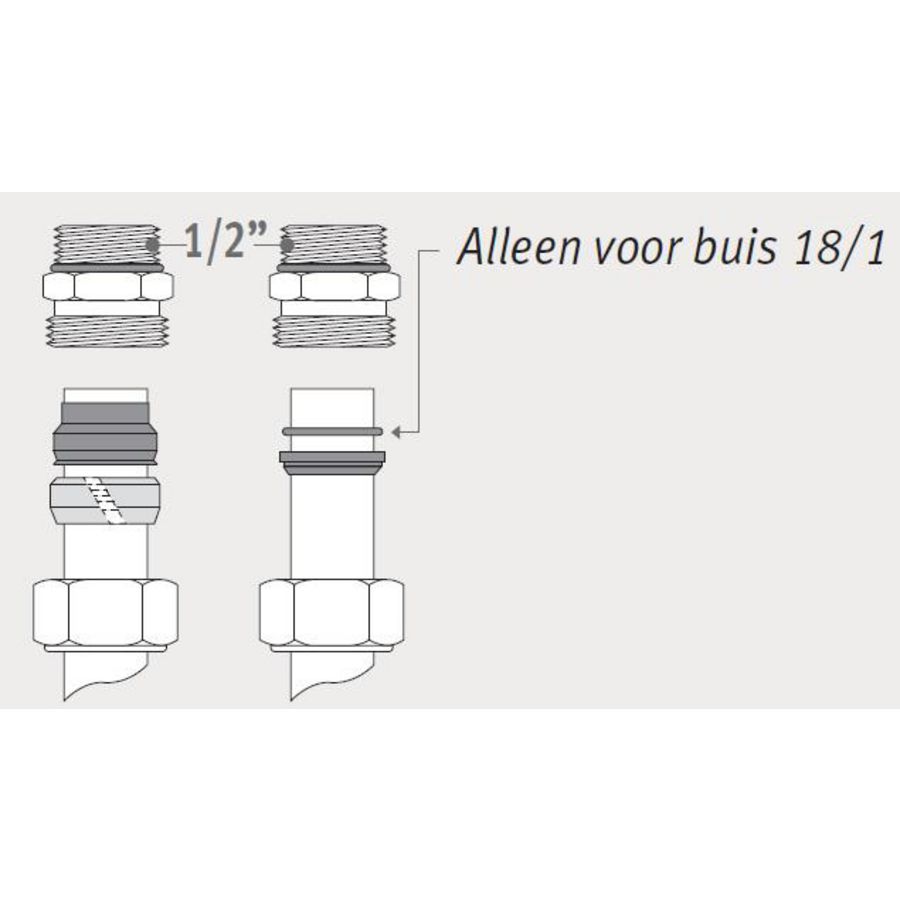 Klemkoppeling staal/CU 1/2"x 15/1 VVE=2