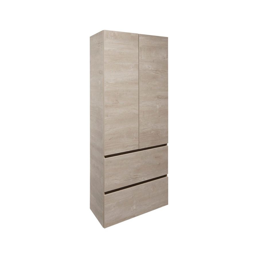 Kolomkast (80 cm) met 2 deuren en 2 laden greeploos afgeschuind - S2 - Structure oak MEDIUM