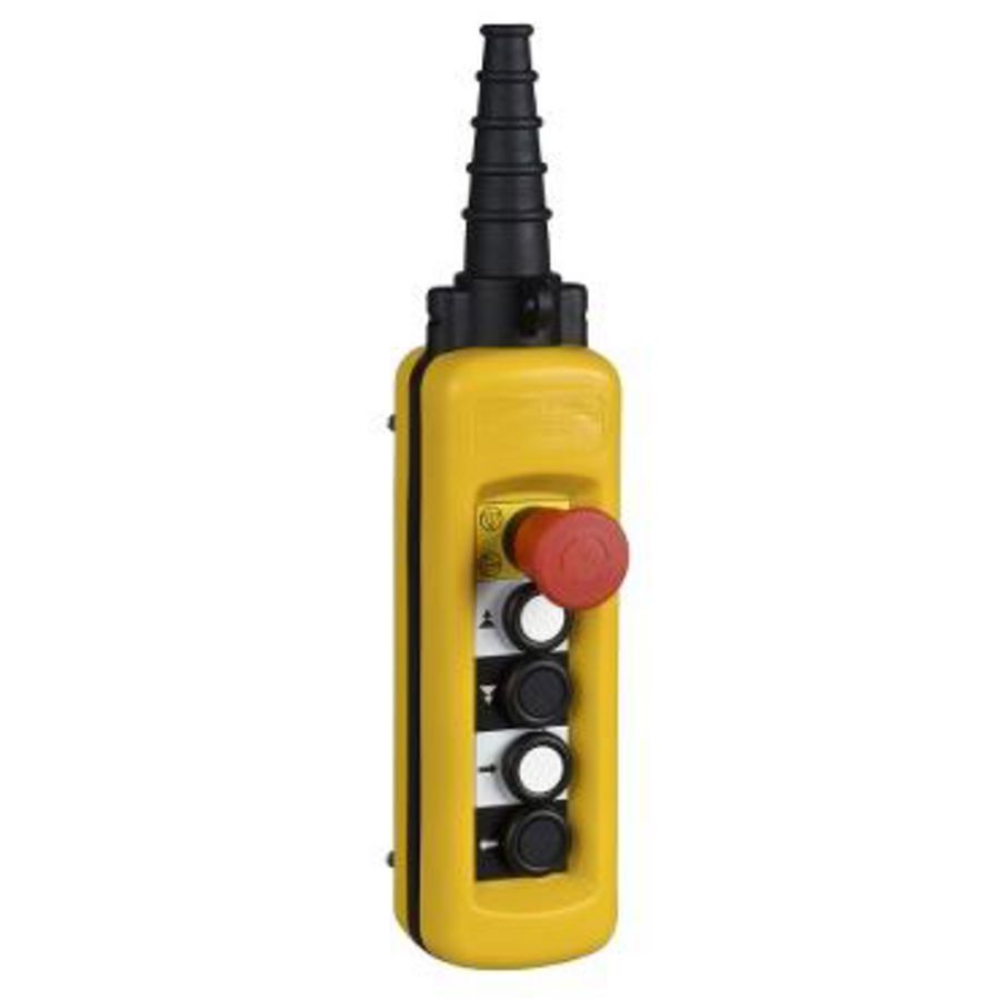Hangende drukknopkast 4 knoppen/1 noodstop Geel Harmony XAC