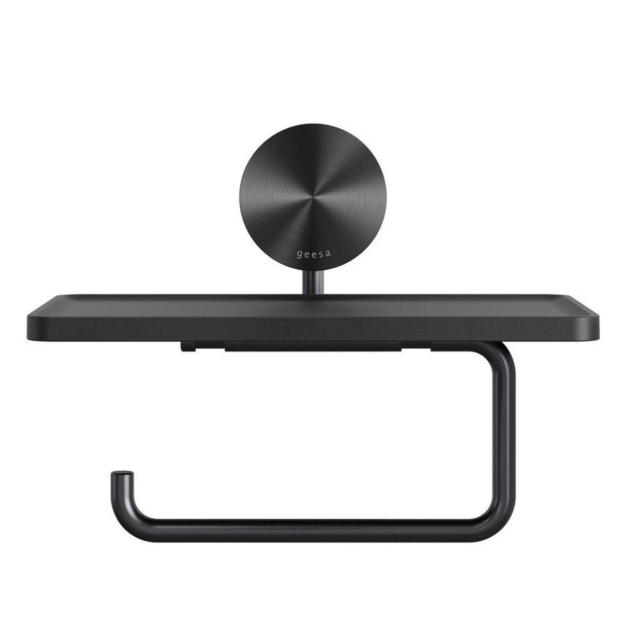 Closetrolhouder enkel zonder klep met planchet metal black OPAL