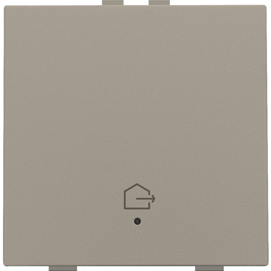 Enkelv. drukknop led symbool "woning verlaten" bronze