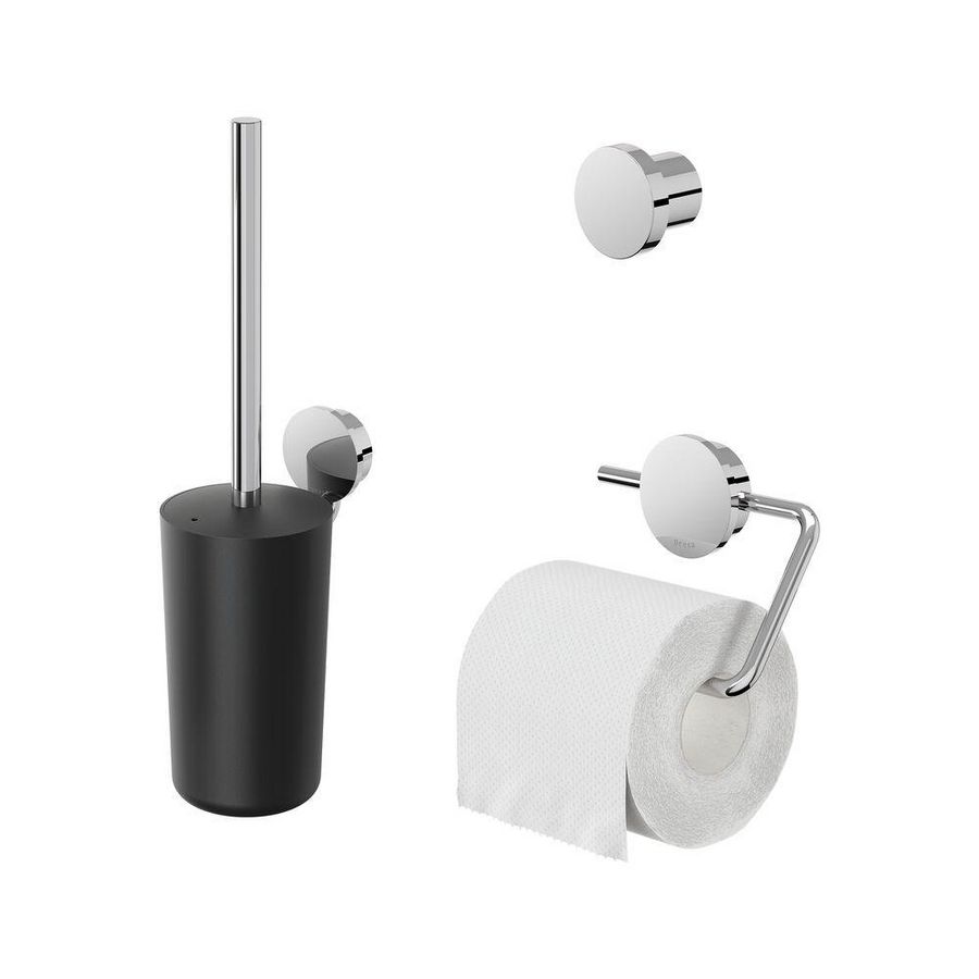 Closetaccessoireset Opal chroom (rolhouder/borstelgarnituur/haak)