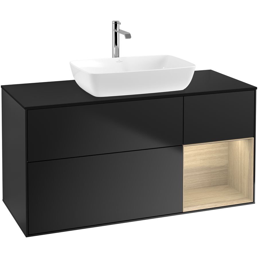 Wastafelonderkast Finion 1200x603x501mm Black Matt Lacquer F832PCPD