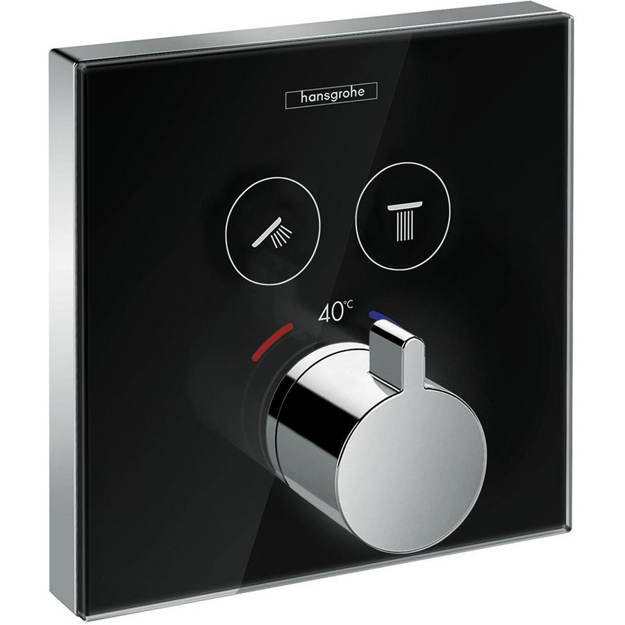 Afbouwdeel ShowerSelect Glas inbouw thermostaat wit/chroom met stopkraan