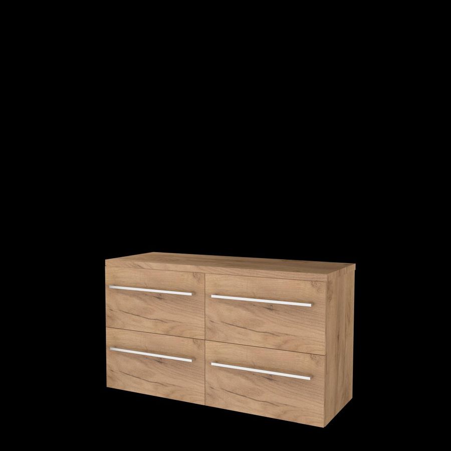 Set START-46 onderkast whisky oak 120cm (2x 60cm) grepen chroom 4x la tbv opbouwkom excl. afdekplaat (S46GR120TWO)