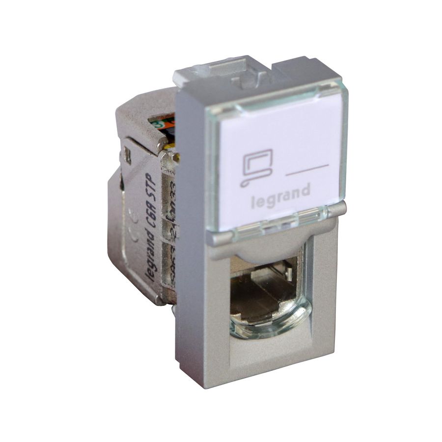 Connector 1xRJ45 STP Cat. 6A 1 module ALU Mosaic