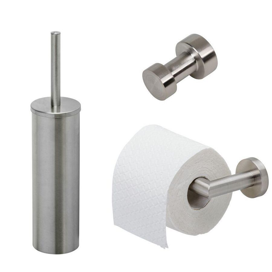 Closetaccessoireset Nemox RVS geborsteld (rolhouder/borstelgarnituur/haak)