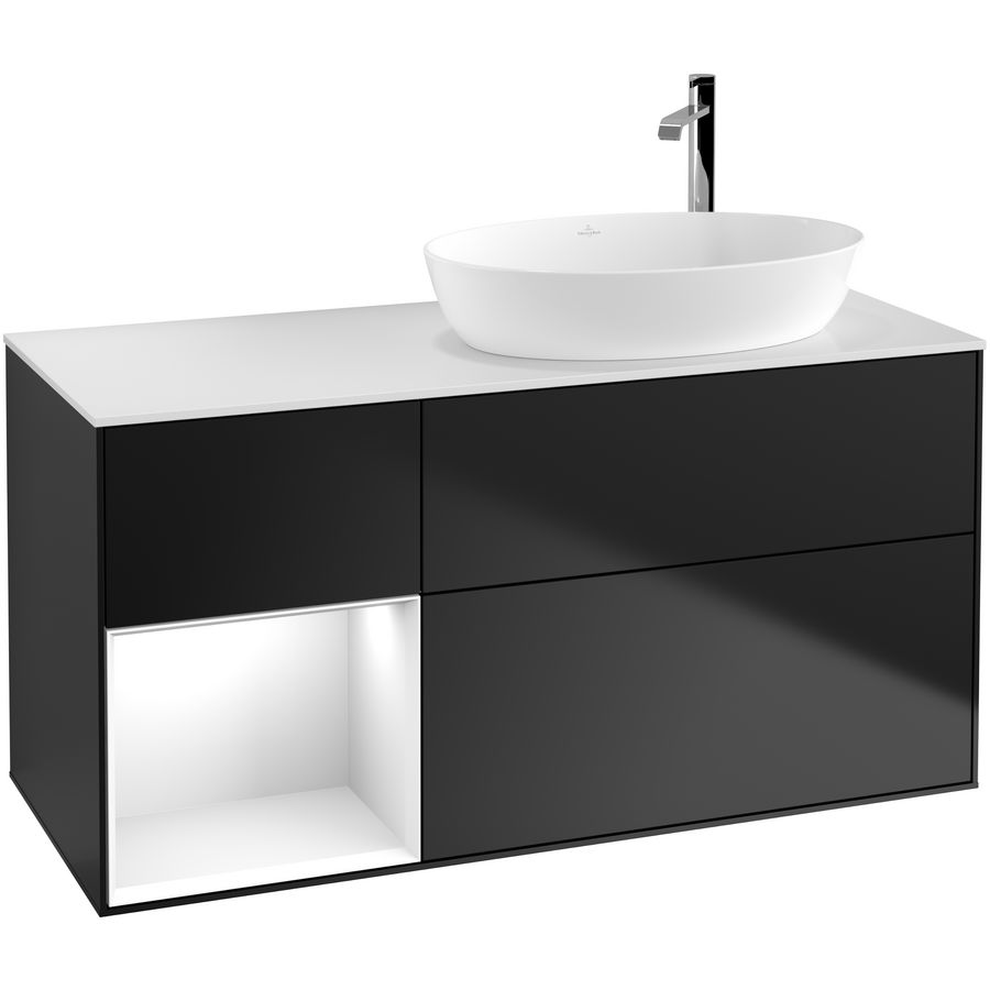 Wastafelonderkast Finion 1200x603x501mm Black Matt Lacquer F921GFPD
