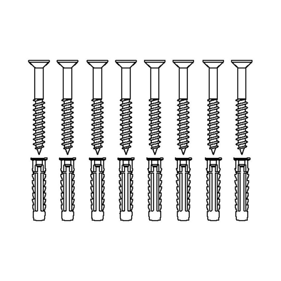 Set bevestigingsmateriaal V8601 8 schroeven 6x70 pluggen SX8 v. massieve muren