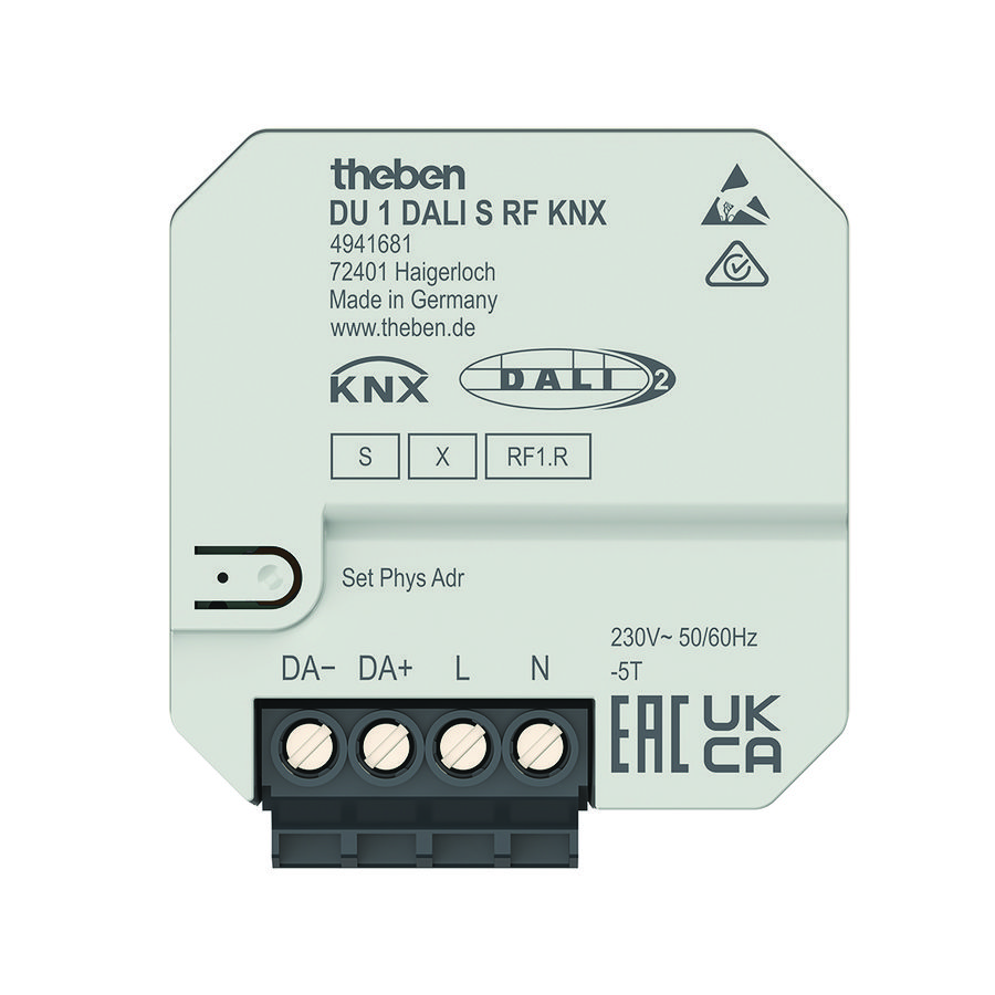 Draadloze DALI-actor 1-voudig KNX RF Data Secure DALI-2 KNX